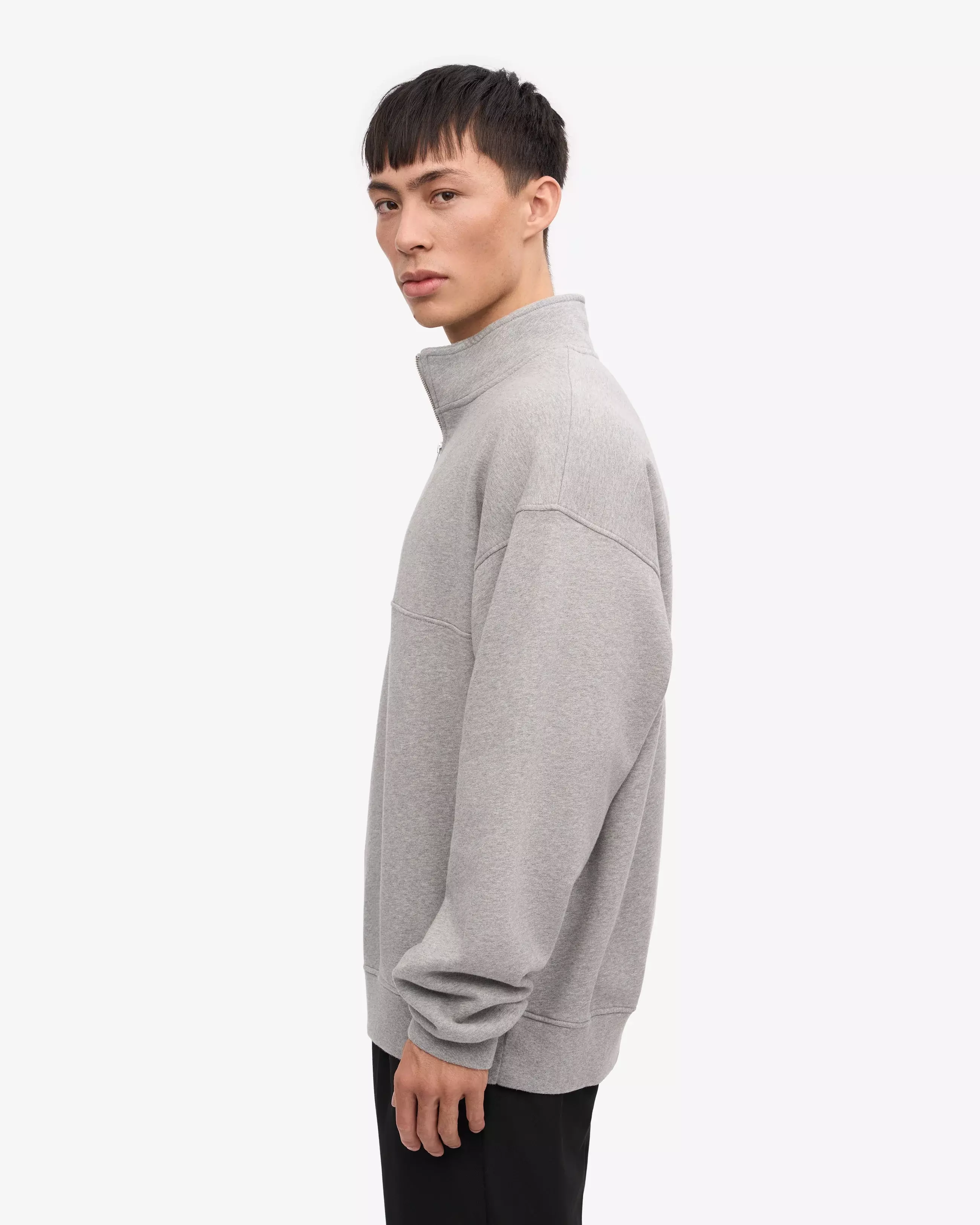 Colorful Standard Heather Grey Organic Quarter Zip Pullover Herren grau